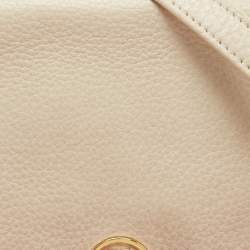 Pre Owned Tory Burch Off White Leather Robinson Flap Crossbody Bag