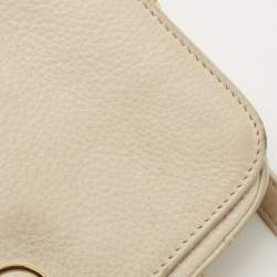 Pre Owned Tory Burch Off White Leather Robinson Flap Crossbody Bag