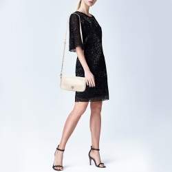 Pre Owned Tory Burch Off White Leather Robinson Flap Crossbody Bag