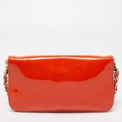 Pre Owned Tory Burch Orange Patent Leather Adalyn Crossbody Bag