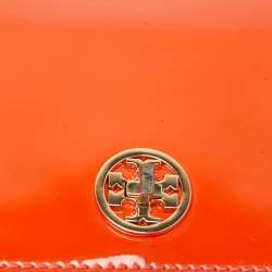 Pre Owned Tory Burch Orange Patent Leather Adalyn Crossbody Bag