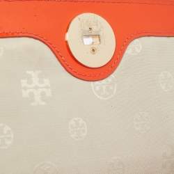 Pre Owned Tory Burch Orange Patent Leather Adalyn Crossbody Bag