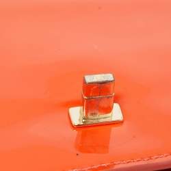 Pre Owned Tory Burch Orange Patent Leather Adalyn Crossbody Bag