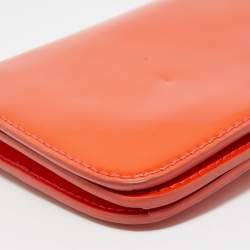 Pre Owned Tory Burch Orange Patent Leather Adalyn Crossbody Bag