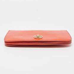 Pre Owned Tory Burch Orange Patent Leather Adalyn Crossbody Bag