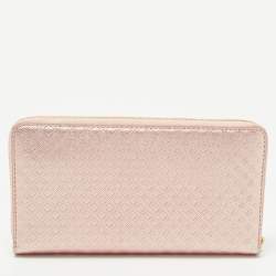 Pre Owned Tory Burch Rose Gold Diamond Quilted Leather Fleming Continental Wallet