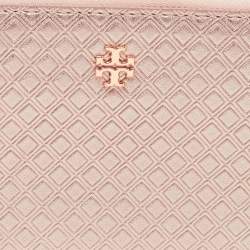 Pre Owned Tory Burch Rose Gold Diamond Quilted Leather Fleming Continental Wallet