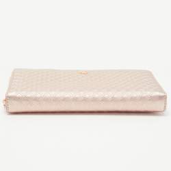 Pre Owned Tory Burch Rose Gold Diamond Quilted Leather Fleming Continental Wallet