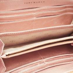 Pre Owned Tory Burch Rose Gold Diamond Quilted Leather Fleming Continental Wallet