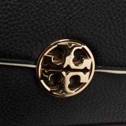 Pre Owned Tory Burch Black/Cream Leather Chelsea Shoulder Bag