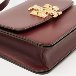 Pre Owned Tory Burch Burgundy Leather Eleanor Crossbody Bag