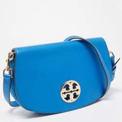 Pre Owned Tory Burch Blue Leather Jamie Crossbody Bag