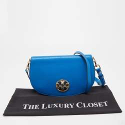 Pre Owned Tory Burch Blue Leather Jamie Crossbody Bag