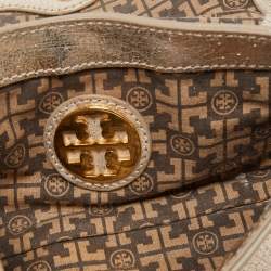 Pre Owned Tory Burch Gold Crinkled Leather Chain Crossbody Bag 