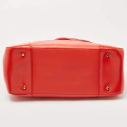 Pre Owned Tory Burch Orange Leather Robinson Double Zip Tote 