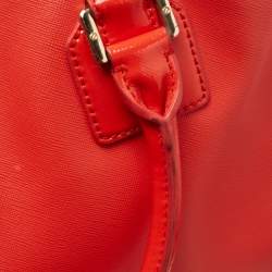 Pre Owned Tory Burch Orange Leather Robinson Double Zip Tote 