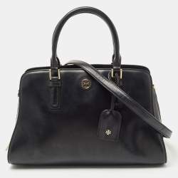 Pre Owned Tory Burch Black Leather Robinson Dome Satchel