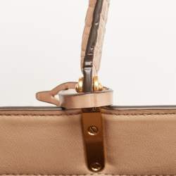 Tory Burch Beige Croc Embossed Leather Small Lee Radziwill Top Handle Bag