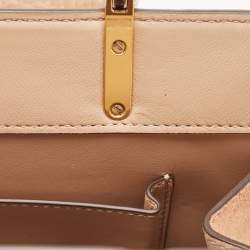 Tory Burch Beige Croc Embossed Leather Small Lee Radziwill Top Handle Bag