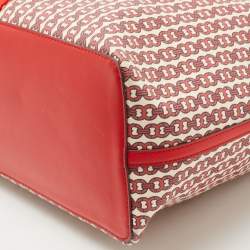Pre Owned Tory Burch Red Coated Canvas Gemini Link Tote