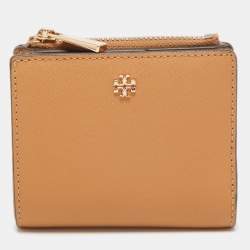 Tory Burch Tan Saffiano Leather Fleming Compact Wallet