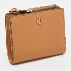 Tory Burch Tan Saffiano Leather Fleming Compact Wallet