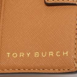 Tory Burch Tan Saffiano Leather Fleming Compact Wallet