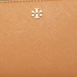 Tory Burch Tan Saffiano Leather Fleming Compact Wallet