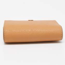 Tory Burch Tan Saffiano Leather Fleming Compact Wallet
