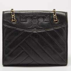 Pre Owned Tory Burch Black Quilted Leather Alexa Convertible Shoulder Bag