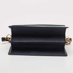 Pre Owned Tory Burch Blue/Green Snake Embossed and Leather Parker Chain Shoulder Bag