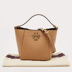 Pre Owned Tory Burch Tan Leather Small McGraw Bucket Bag