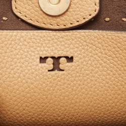 Pre Owned Tory Burch Tan Leather Small McGraw Bucket Bag