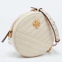 Pre Owned Tory Burch Cream Quilted Leather Small Kira Circle Bag
