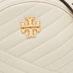 Pre Owned Tory Burch Cream Quilted Leather Small Kira Circle Bag