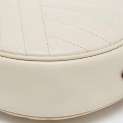 Pre Owned Tory Burch Cream Quilted Leather Small Kira Circle Bag