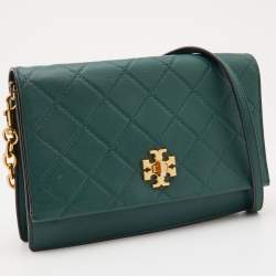 Tory Burch Green Leather Georgia Crossbody Bag