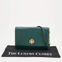 Tory Burch Green Leather Georgia Crossbody Bag