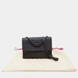 Pre Owned Tory Burch Black Leather Fleming Shoulder Bag