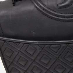 Pre Owned Tory Burch Black Leather Fleming Shoulder Bag