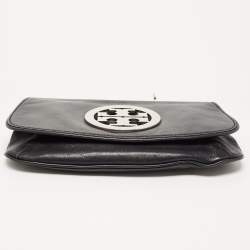 Pre Owned Tory Burch Black Leather Reva Logo Crossbody Bag