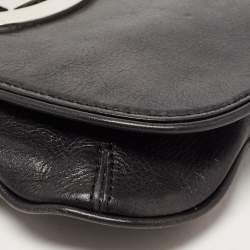 Pre Owned Tory Burch Black Leather Reva Logo Crossbody Bag