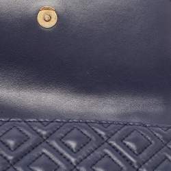 Pre Owned Tory Burch Navy Blue Leather Small Fleming Shoulder Bag