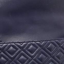 Pre Owned Tory Burch Navy Blue Leather Small Fleming Shoulder Bag