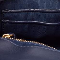 Pre Owned Tory Burch Navy Blue Leather Small Fleming Shoulder Bag