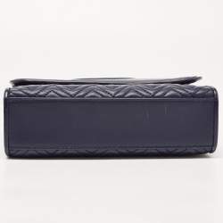 Pre Owned Tory Burch Navy Blue Leather Small Fleming Shoulder Bag