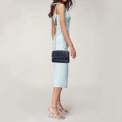 Pre Owned Tory Burch Navy Blue Leather Small Fleming Shoulder Bag