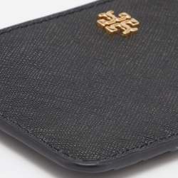 Pre Owned Tory Burch Black Leather Emerson Zip Card Holder