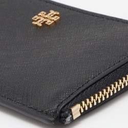 Pre Owned Tory Burch Black Leather Emerson Zip Card Holder