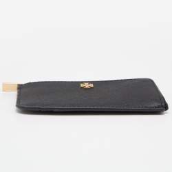 Pre Owned Tory Burch Black Leather Emerson Zip Card Holder